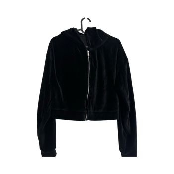 velourkankainen cropattu huppari