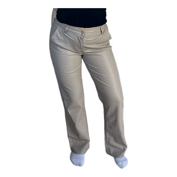 Beige faux leather trousers