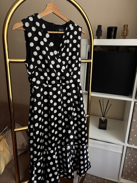 Black polka dot dress