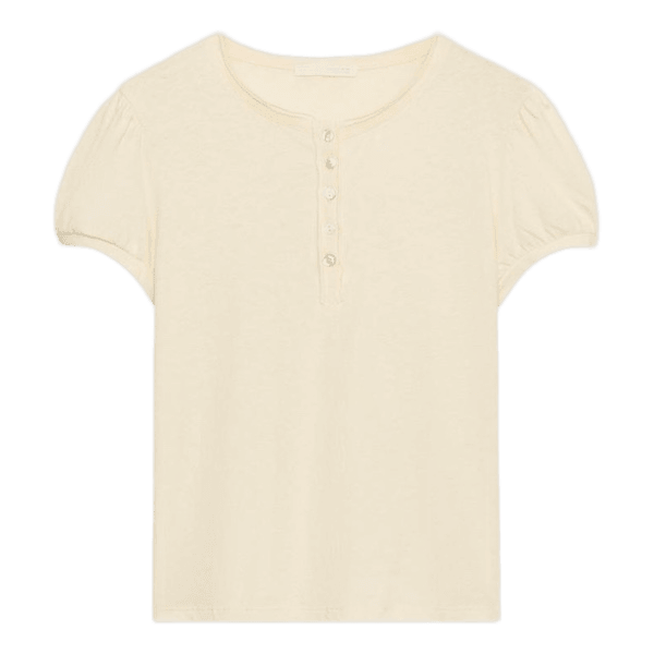 Cremefarvet t-shirt med knapper