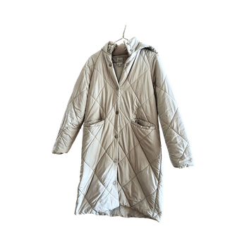 Cream quilted hooded coat