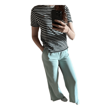 Light green wide-leg trousers