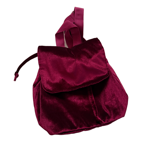 Burgundy velvet mini backpack