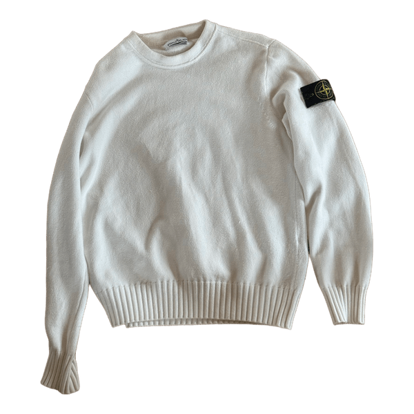 Stone Island White cotton knitted sweater