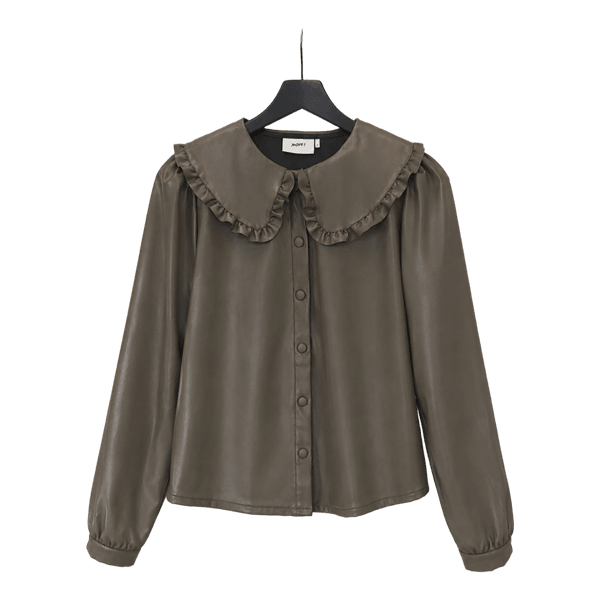 Moves khaki tekonahkapaita söpöllä näyttävällä kauluksella Koolle S