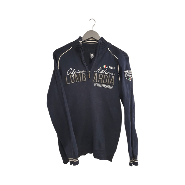 Blue cotton pullover / half-zip jacket
