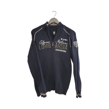 Blue cotton pullover / half-zip jacket