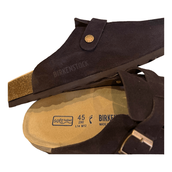 Brown suede Birkenstock clogs