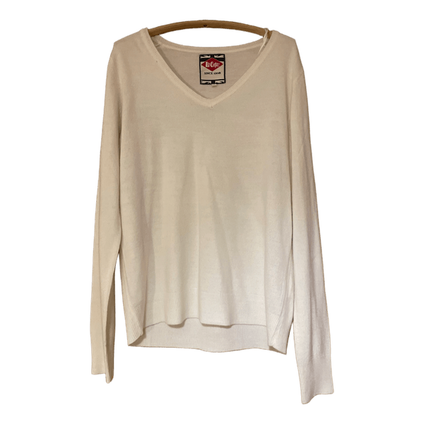 White V-neck sweater