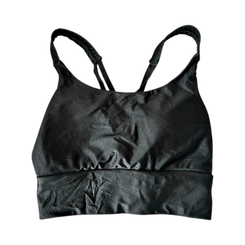 Dark green strappy sports bra