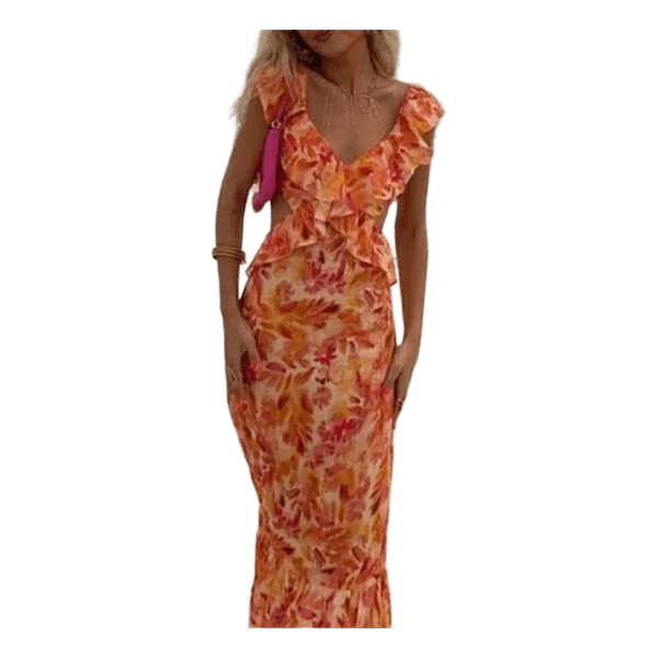 Orange floral maxi dress
