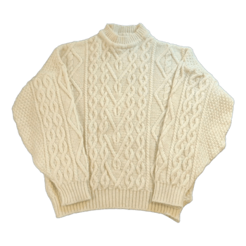 Vintage 100% Villaa Palmikkoneule - Luonnonvalkoinen - M/L