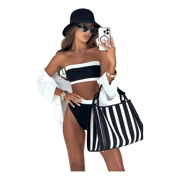 Juodai baltas bikini
