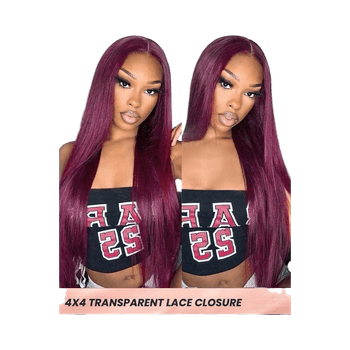 Burgundy straight lace closure wig