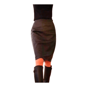 Black leather midi skirt