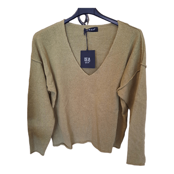 Khaki v-neck sweater