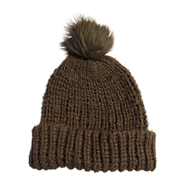 Brown knitted beanie hat