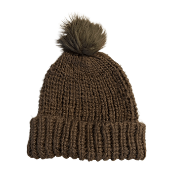 Brown knitted beanie hat