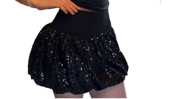 Black sequin mini skirt