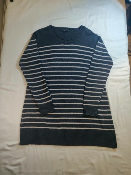 Lindex Raidallinen Tunikaneule - Tummansininen Valkoinen - L/XL