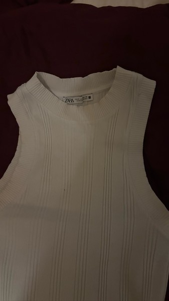 Hvid ribstrikket tanktop