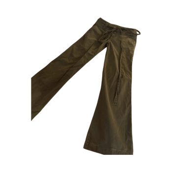 Khaki wide-leg trousers