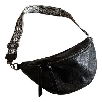 Black leather crossbody bag