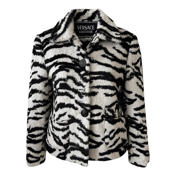 Versace Jeans Couture Jacka / Dam S – Zebramönster Svart/Vit med Medusa-knappar