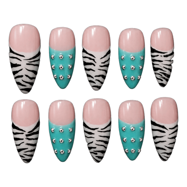 Zebra print press on nails