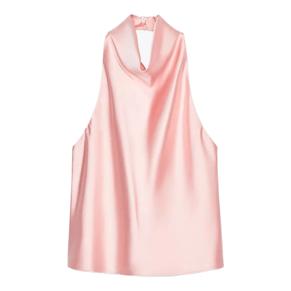 Lyserød satin halterneck top