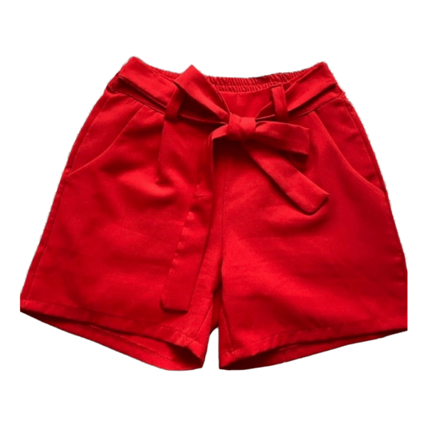 Red waist tie shorts