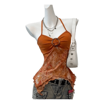 Orange paisley halter top