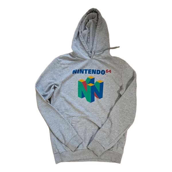 Nintendo 64 N64 Graphic Logo Hoodie Gray Mens S Retro Gaming Sweatshirt
