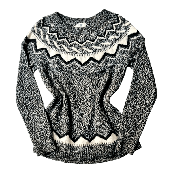 Old Navy Fair Isle Knit Sweater - Black White - S/M