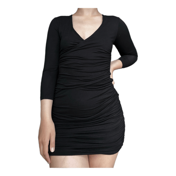 Black ruched mini dress