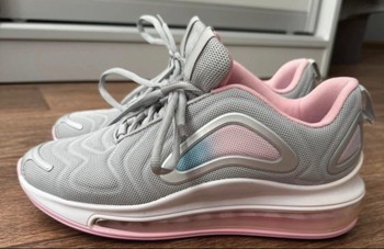 Grey and pink sneakers