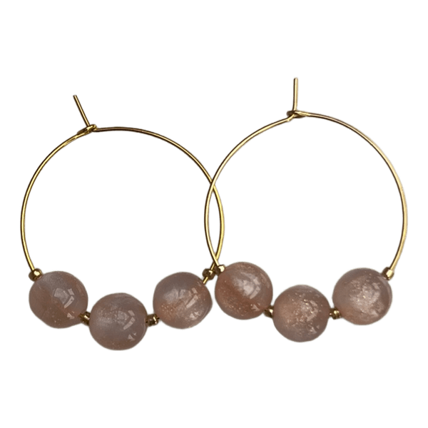 Hoops med rosegold perler