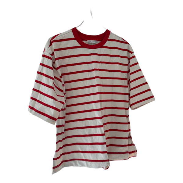 Rød hvidstribet t-shirt