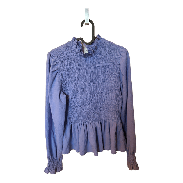 Lilla langærmet smock bluse