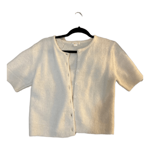 White short-sleeve cardigan