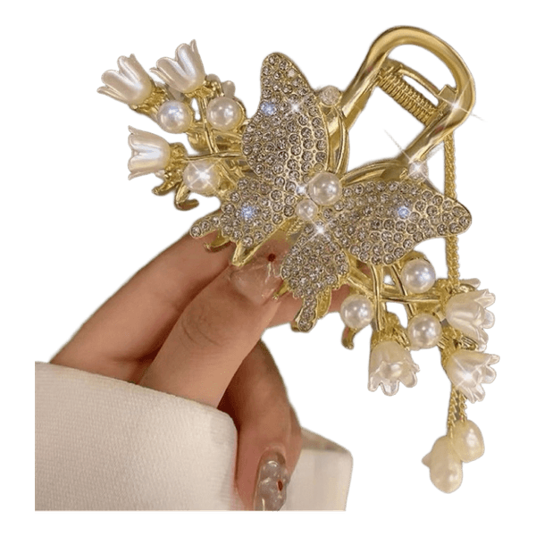 Gold butterfly hair claw clip