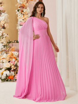 One shoulder chiffon dress