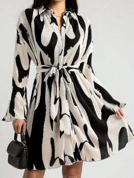 Printed belted shirt dress