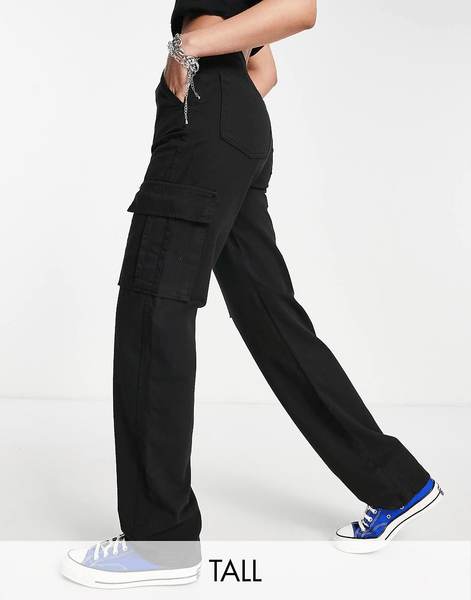 Black Straight Leg Cargo Trousers