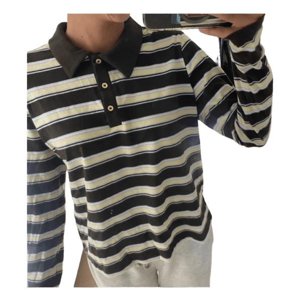 Langærmet stribet polo shirt