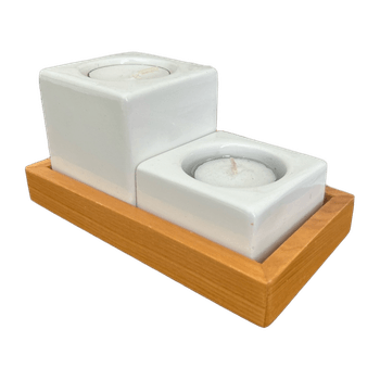 Bamboo candle holder set