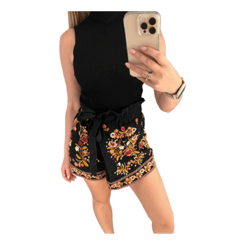 Zara embroidered black shorts