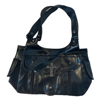 Black cross detail handbag