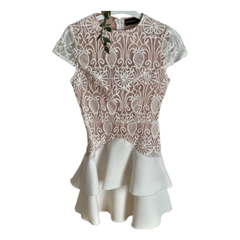 White and nude lace dress