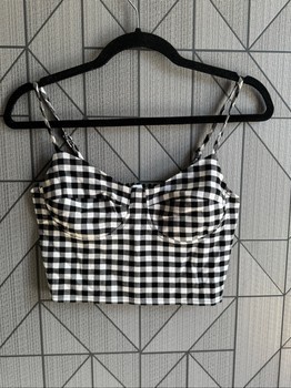 Gingham bustier crop top